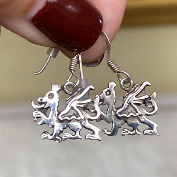 925 Sterling Silver Dragon Drop Earrings - Picture 1 of 6